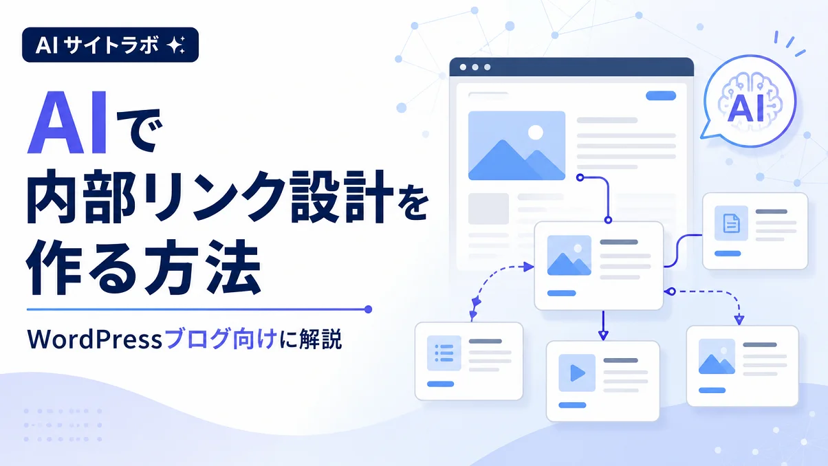 AIでWordPressブログの内部リンク設計を作る方法を解説したアイキャッチ画像